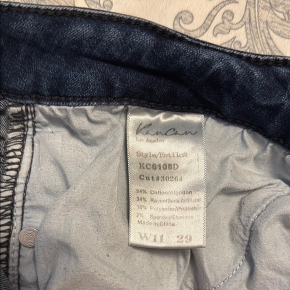 KanCan- Blue Cropped Ankle Jeans with Distressed Hem - Picture 2 of 5